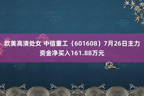 欧美高清处女 中信重工（601608）7月26日主力资金净买入161.88万元