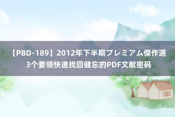 【PBD-189】2012年下半期プレミアム傑作選 3个要领快速找回健忘的PDF文献密码