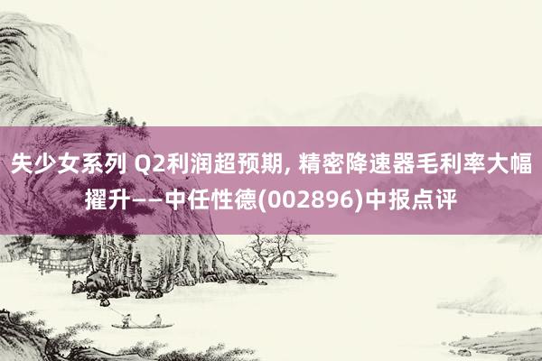 失少女系列 Q2利润超预期， 精密降速器毛利率大幅擢升——中任性德(002896)中报点评