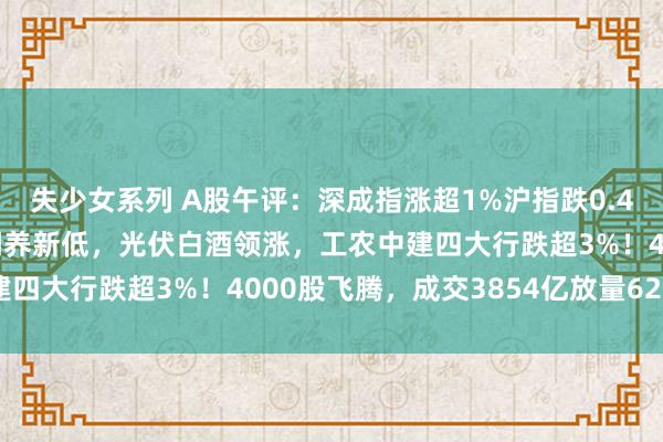 失少女系列 A股午评：深成指涨超1%沪指跌0.45%，盘中均再度创下调养新低，光伏白酒领涨，工农中建四大行跌超3%！4000股飞腾，成交3854亿放量629亿