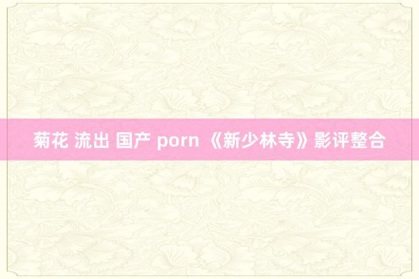 菊花 流出 国产 porn 《新少林寺》影评整合