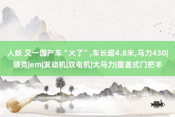 人妖 又一国产车“火了”，车长超4.8米，马力430|领克|em|发动机|双电机|大马力|覆盖式门把手